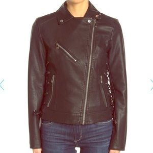 Guess faux leather side lace-up motorcycle jacket